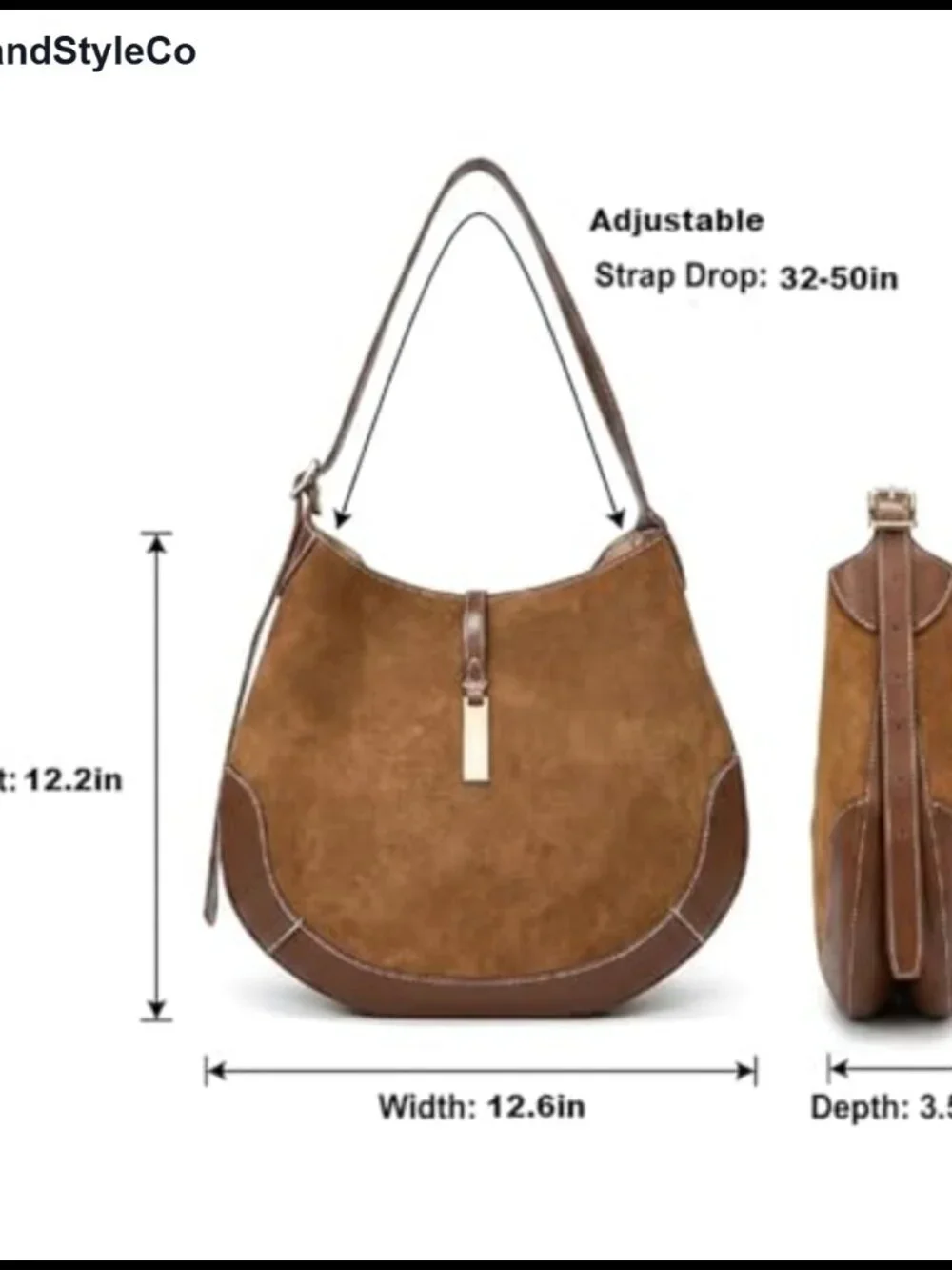 Faux Suede Hobo Shoulder Bag Slouchy Crossbody Purse